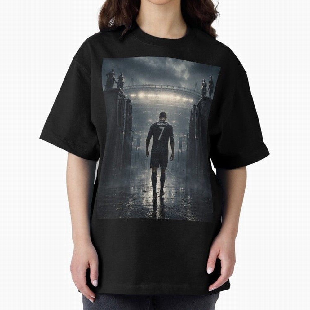 CR7 Entering a Stadium Legend Oversized T-Shirt Relive the Noise and Pride of the FIFA World Cup 2026 USA Canada Mexico Journey through Cristiano Ronaldo Highlights, Netherlands Pride, Sports Nostalgia, International Competition, Famous Players and
