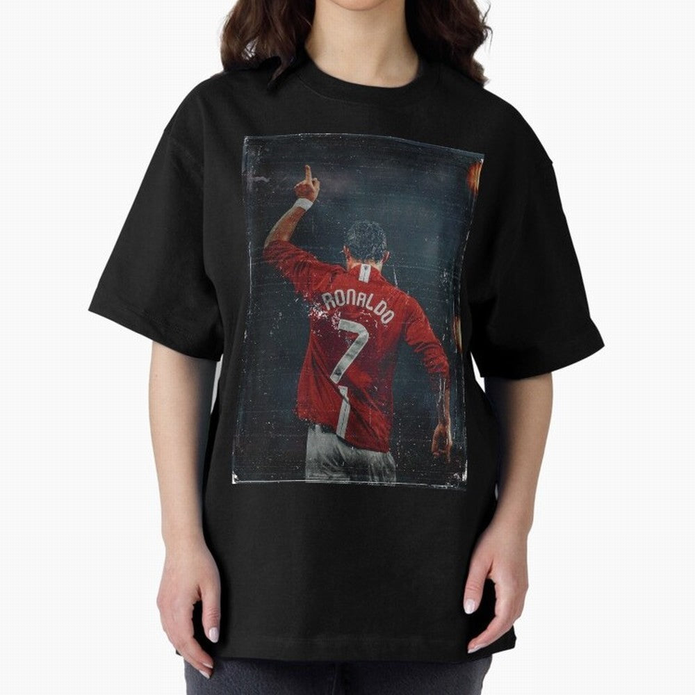 Cristiano Ronaldo Vintage Oversized T-Shirt Bring Trophy Dreams to FIFA World Cup 2026 Group Stage Spirit, Centered on Brazil, Portugal and Argentina, Haaland, Vintage Soccer Flavor, Modern Football Stars, National Flags and Final Night Emotion;