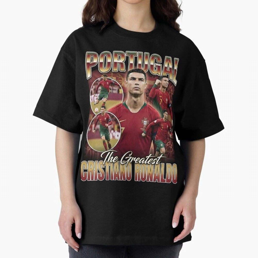 Cristiano Ronaldo Portugal Vintage Oversized T-Shirt Show Passion for the Stars of FIFA World Cup 2026 USA Canada Mexico Filled with Mbappe and Neymar, England Energy, Classic Soccer Heritage, Championship Pressure, Fan Loyalty and International