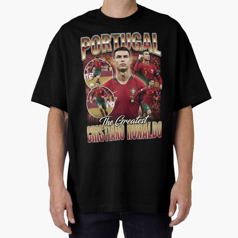 Cristiano Ronaldo Portugal Vintage Oversized T-Shirt Show Passion for the Stars of FIFA World Cup 2026 USA Canada Mexico Filled with Mbappe and Neymar, England Energy, Classic Soccer Heritage, Championship Pressure, Fan Loyalty and International