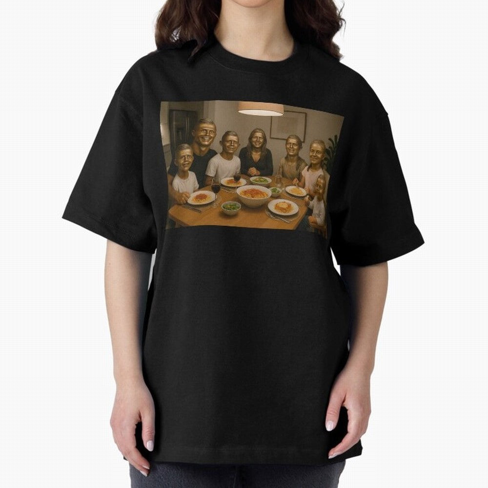 Ronaldo Bust Family Dinner Oversized T-Shirt Show Fan Pride Across FIFA World Cup 2026 for Fans of Haaland and Argentina, Bringing Supporter Pride, Iconic Celebrations, Legendary Names and Global Match Day Energy; Made for Collectors Who Enjoy