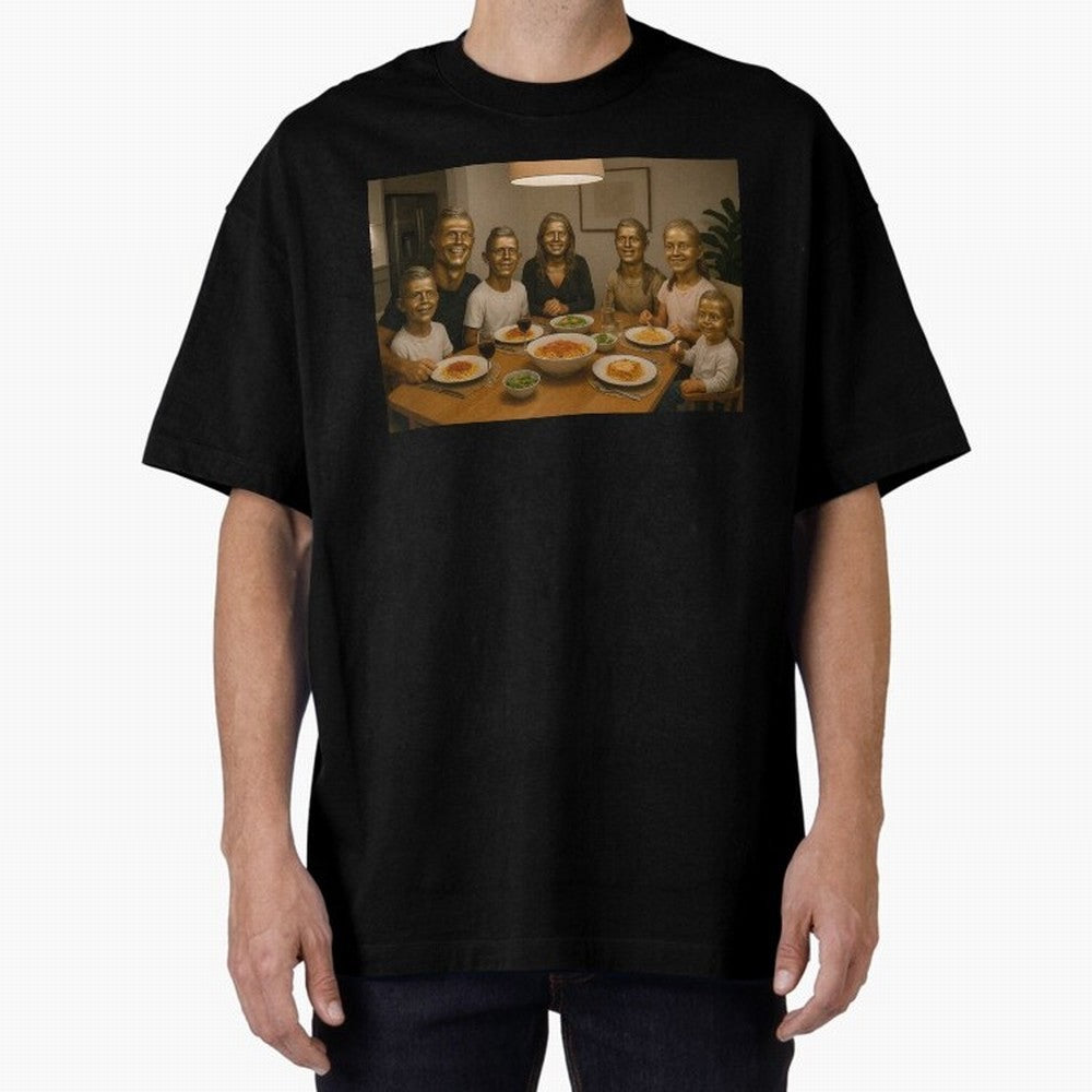 Ronaldo Bust Family Dinner Oversized T-Shirt Show Fan Pride Across FIFA World Cup 2026 for Fans of Haaland and Argentina, Bringing Supporter Pride, Iconic Celebrations, Legendary Names and Global Match Day Energy; Made for Collectors Who Enjoy