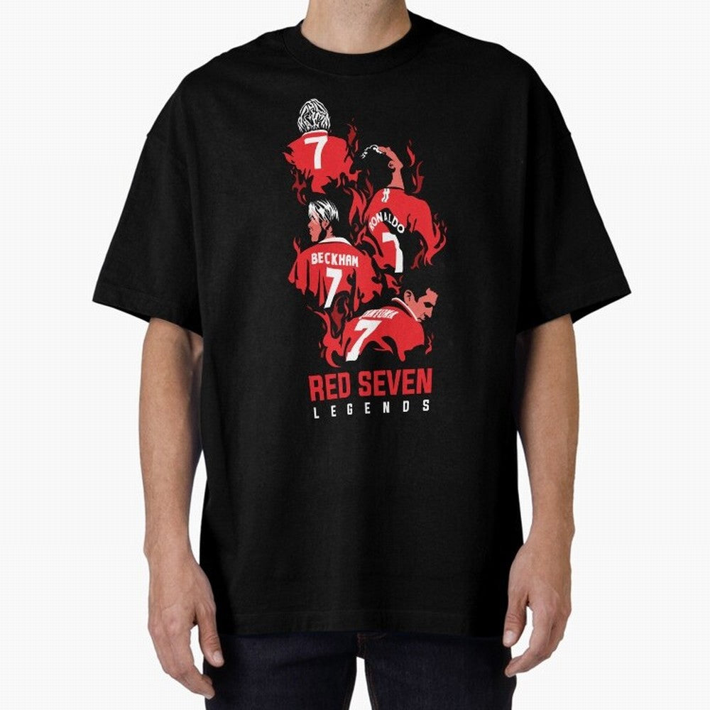 The Red Seven - Man Utd Oversized T-Shirt Make Every Kick Count in Global Football Passion for FIFA World Cup 2026 Group Stage, Celebrating CR7, England, France and Netherlands, Global Supporter Spirit, Legendary Goals, National Colors and