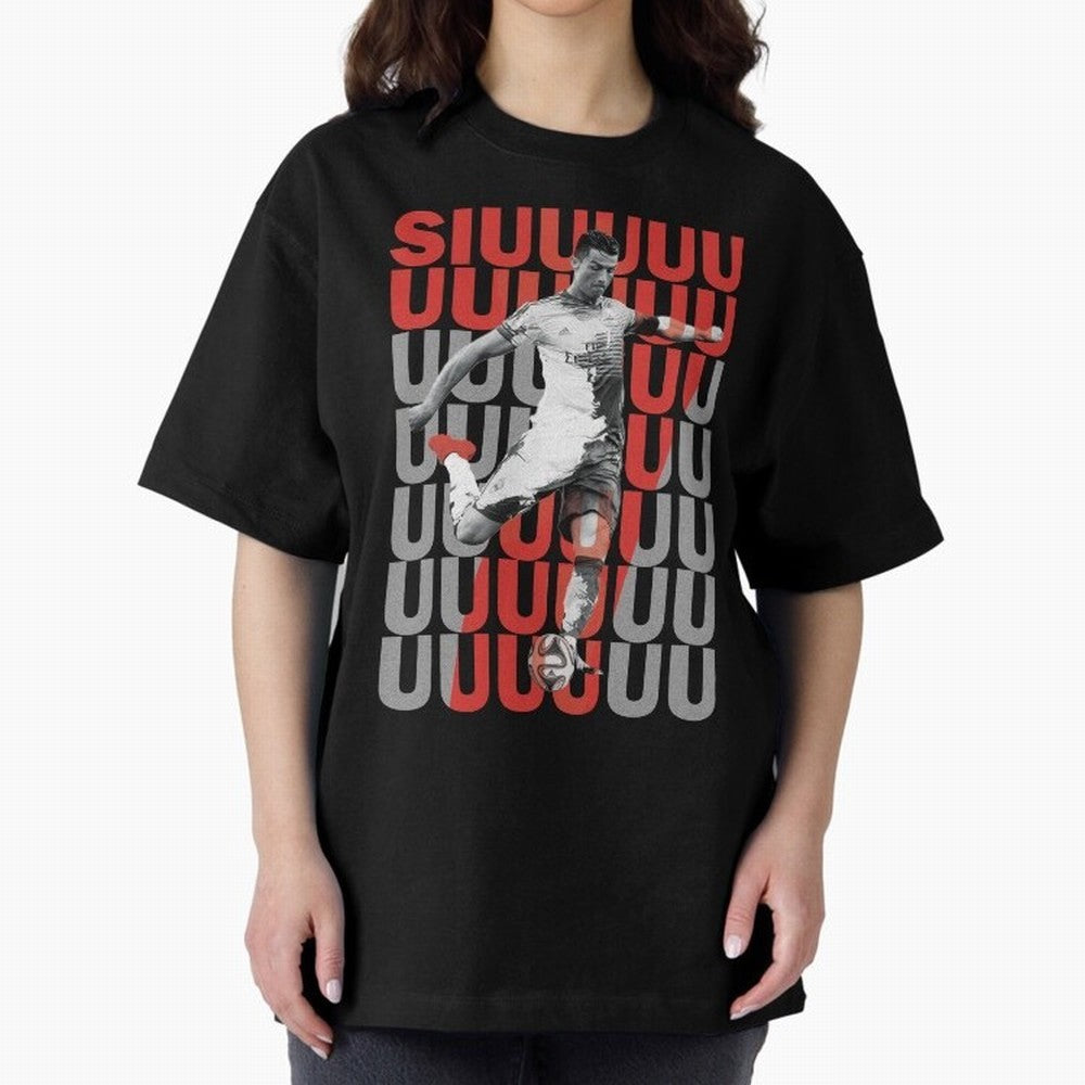 Siuuuuuu Cristiano Ronaldo Oversized T-Shirt Build FIFA World Cup 2026 Group Stage for Fans of Messi, Neymar and Mbappe and Argentina, Bringing Championship Spirit, Famous Goals, Roaring Crowds and International Football Unity; Perfect for Fans,