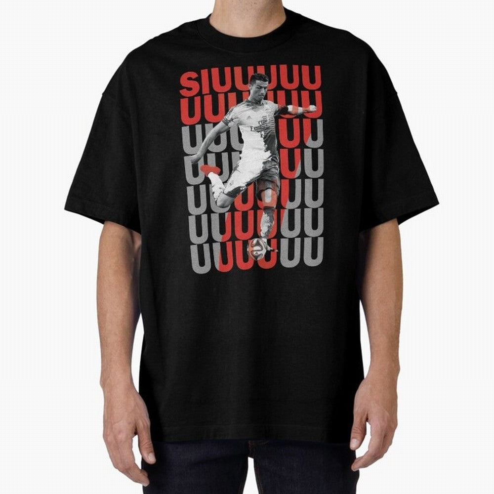 Siuuuuuu Cristiano Ronaldo Oversized T-Shirt Build FIFA World Cup 2026 Group Stage for Fans of Messi, Neymar and Mbappe and Argentina, Bringing Championship Spirit, Famous Goals, Roaring Crowds and International Football Unity; Perfect for Fans,