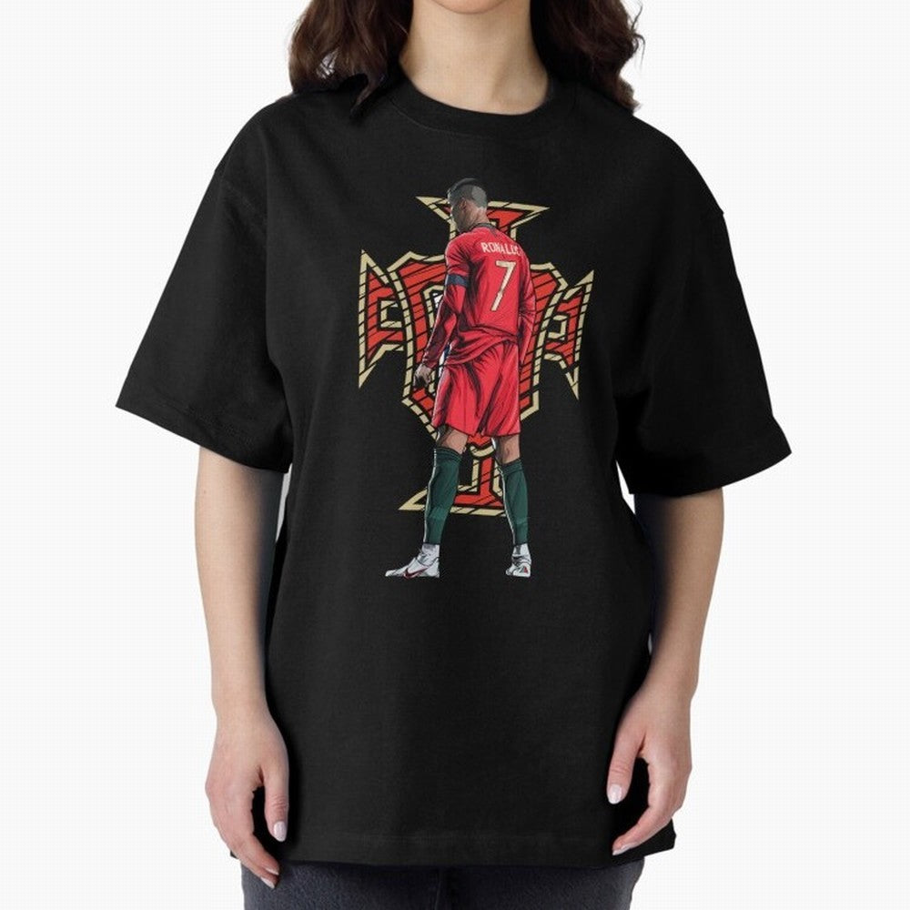 Cristiano Ronaldo Portugal Logo Oversized T-Shirt Bring a Vintage Feel to FIFA World Cup 2026 for Fans of Neymar, Haaland and Cristiano Ronaldo and Portugal, Spain and Germany, Bringing Stadium Chants, National Pride, Trophy Dreams and