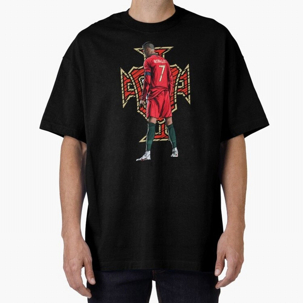Cristiano Ronaldo Portugal Logo Oversized T-Shirt Bring a Vintage Feel to FIFA World Cup 2026 for Fans of Neymar, Haaland and Cristiano Ronaldo and Portugal, Spain and Germany, Bringing Stadium Chants, National Pride, Trophy Dreams and