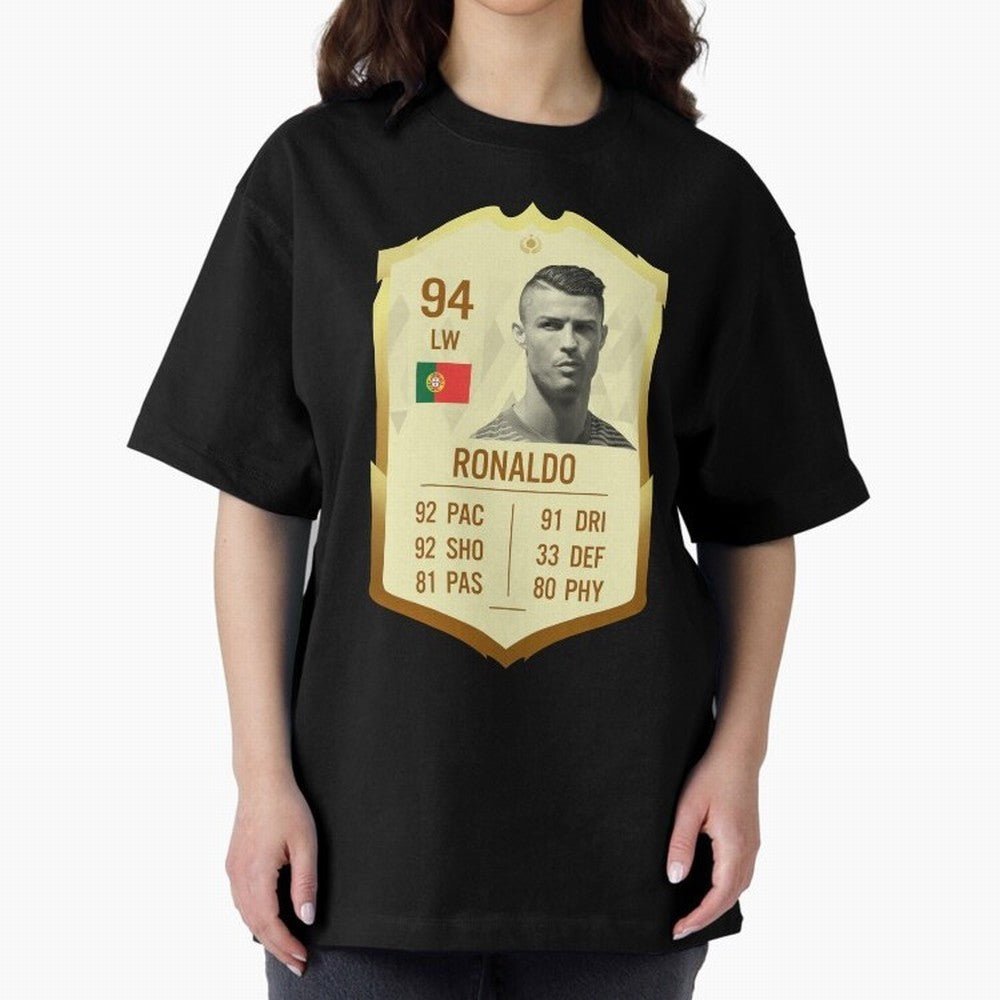 Cristiano Ronaldo Ultimate Card Oversized T-Shirt Make Your Look Match Global Football Passion for FIFA World Cup 2026, Featuring Neymar, Haaland and Cristiano Ronaldo, England, Vintage Soccer Flavor, Modern Football Stars, National Flags and Final