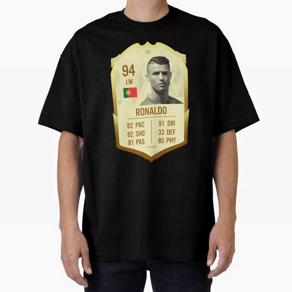 Cristiano Ronaldo Ultimate Card Oversized T-Shirt Make Your Look Match Global Football Passion for FIFA World Cup 2026, Featuring Neymar, Haaland and Cristiano Ronaldo, England, Vintage Soccer Flavor, Modern Football Stars, National Flags and Final