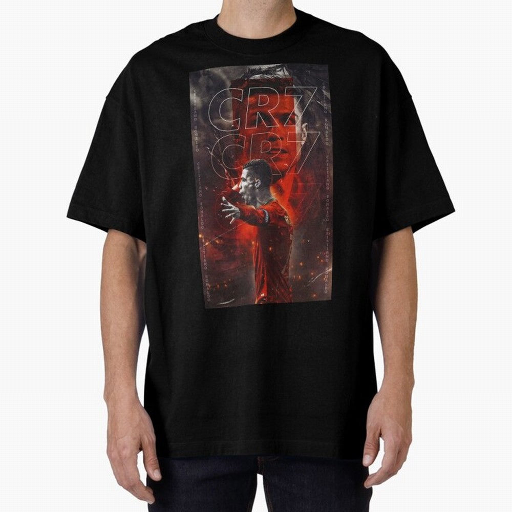 Cristiano Ronaldo Art Oversized T-Shirt Mark FIFA World Cup 2026 Spirit, Centered on Brazil, Portugal and Argentina, Cristiano Ronaldo, Haaland and CR7, Sports Nostalgia, International Competition, Famous Players and Unforgettable Victories;