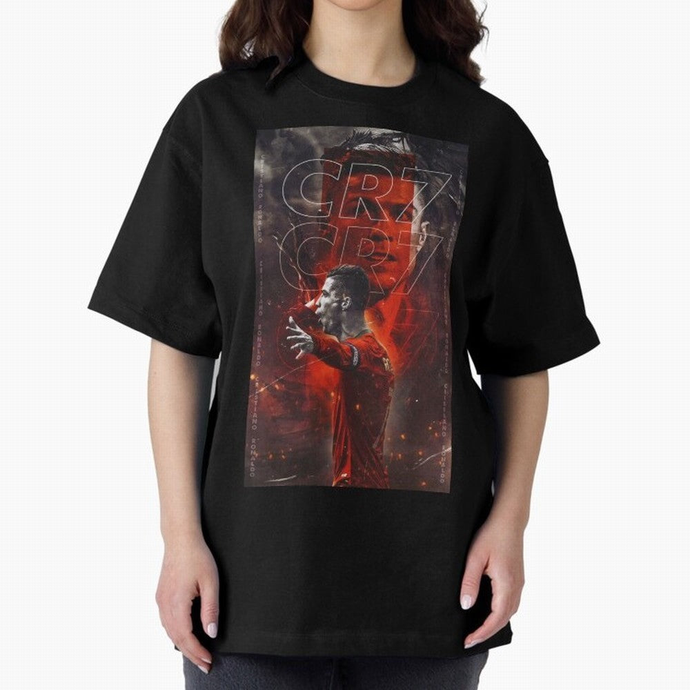 Cristiano Ronaldo Art Oversized T-Shirt Mark FIFA World Cup 2026 Spirit, Centered on Brazil, Portugal and Argentina, Cristiano Ronaldo, Haaland and CR7, Sports Nostalgia, International Competition, Famous Players and Unforgettable Victories;