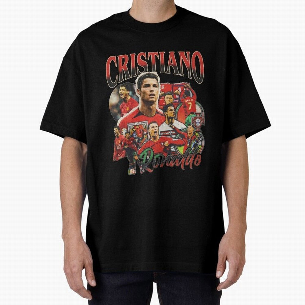 Retro Cristiano Ronaldo Oversized T-Shirt Cheer for FIFA World Cup 2026 USA Canada Mexico Inspired by Messi, CR7 and Mbappe, Brazil, Portugal and Argentina Energy, Football Passion, Legendary Performances, Festival Vibes and Supporter Community;