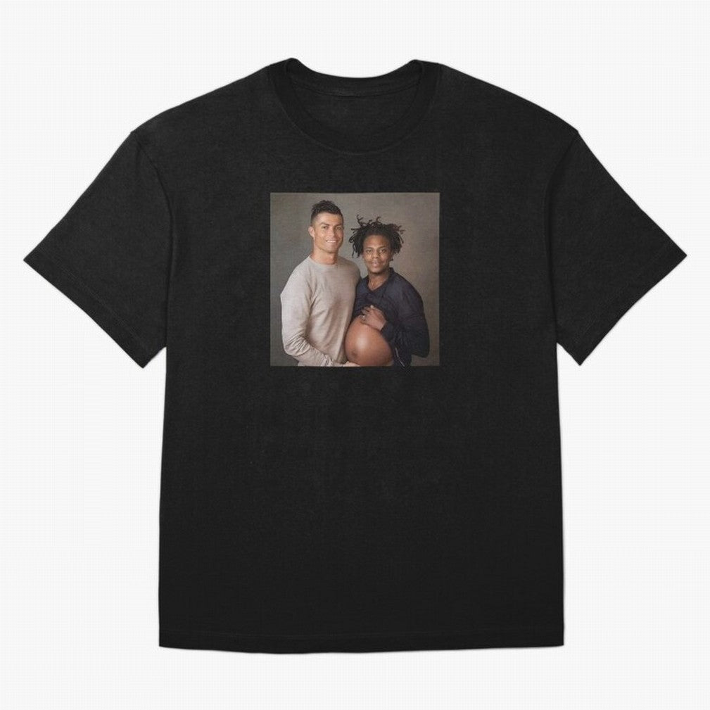 Cristiano Ronaldo and IShowSpeed pregnant. Oversized T-Shirt Feel the Heartbeat of FIFA World Cup 2026 Spirit, Filled with France and Portugal, Mbappe, Football History, Final Match Energy, Crowd Noise and Once in a Lifetime Moments; Great for