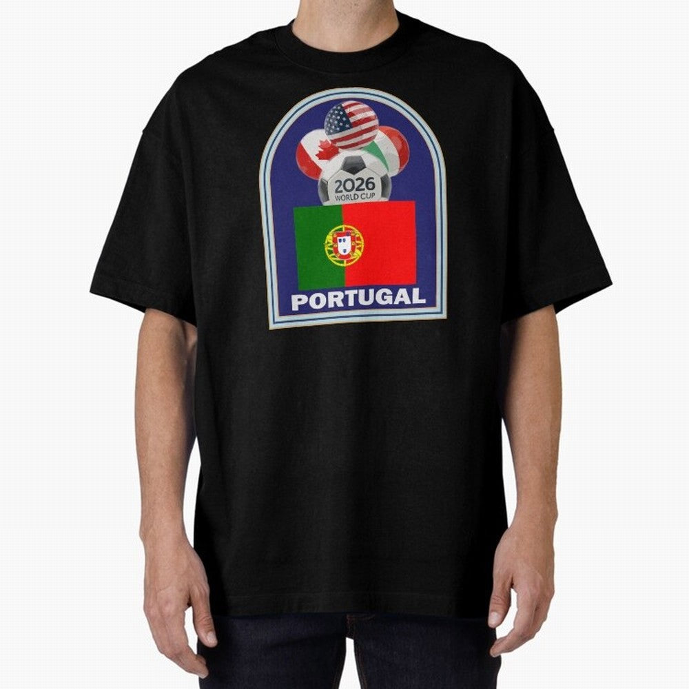 Portugal 2026 Soccer T-shirt Oversized T-Shirt Celebrate Football Dreams Across Global Football Passion for FIFA World Cup 2026, Capturing Mbappe and Neymar, England, Vintage Soccer Flavor, Modern Football Stars, National Flags and Final Night