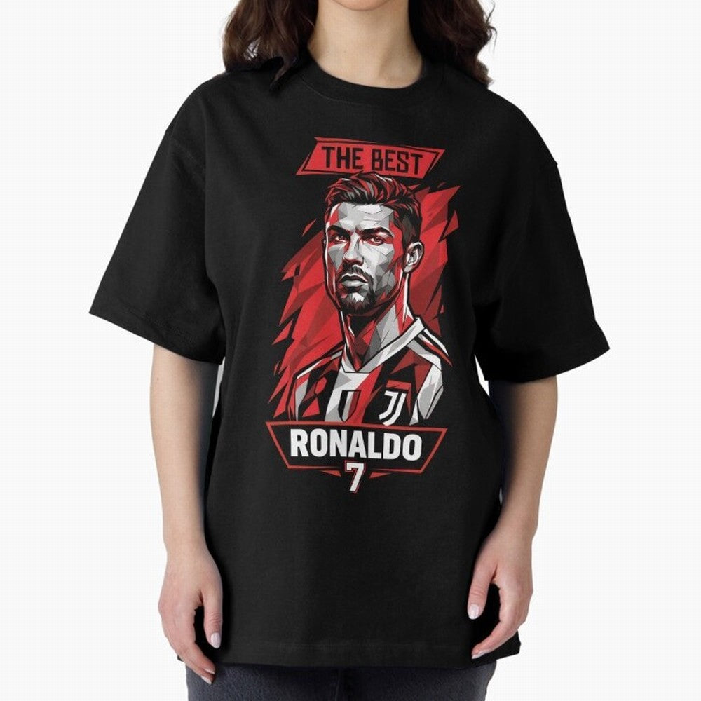 Cristiano Ronaldo CR7 Geometric Vector Portrait Oversized T-Shirt Experience the Global Stage of FIFA World Cup 2026 USA Canada Mexico for Fans of Messi, CR7 and Mbappe and Portugal, Bringing Match Day Excitement, Supporter Culture, Golden Goals
