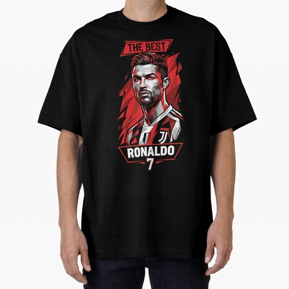 Cristiano Ronaldo CR7 Geometric Vector Portrait Oversized T-Shirt Experience the Global Stage of FIFA World Cup 2026 USA Canada Mexico for Fans of Messi, CR7 and Mbappe and Portugal, Bringing Match Day Excitement, Supporter Culture, Golden Goals