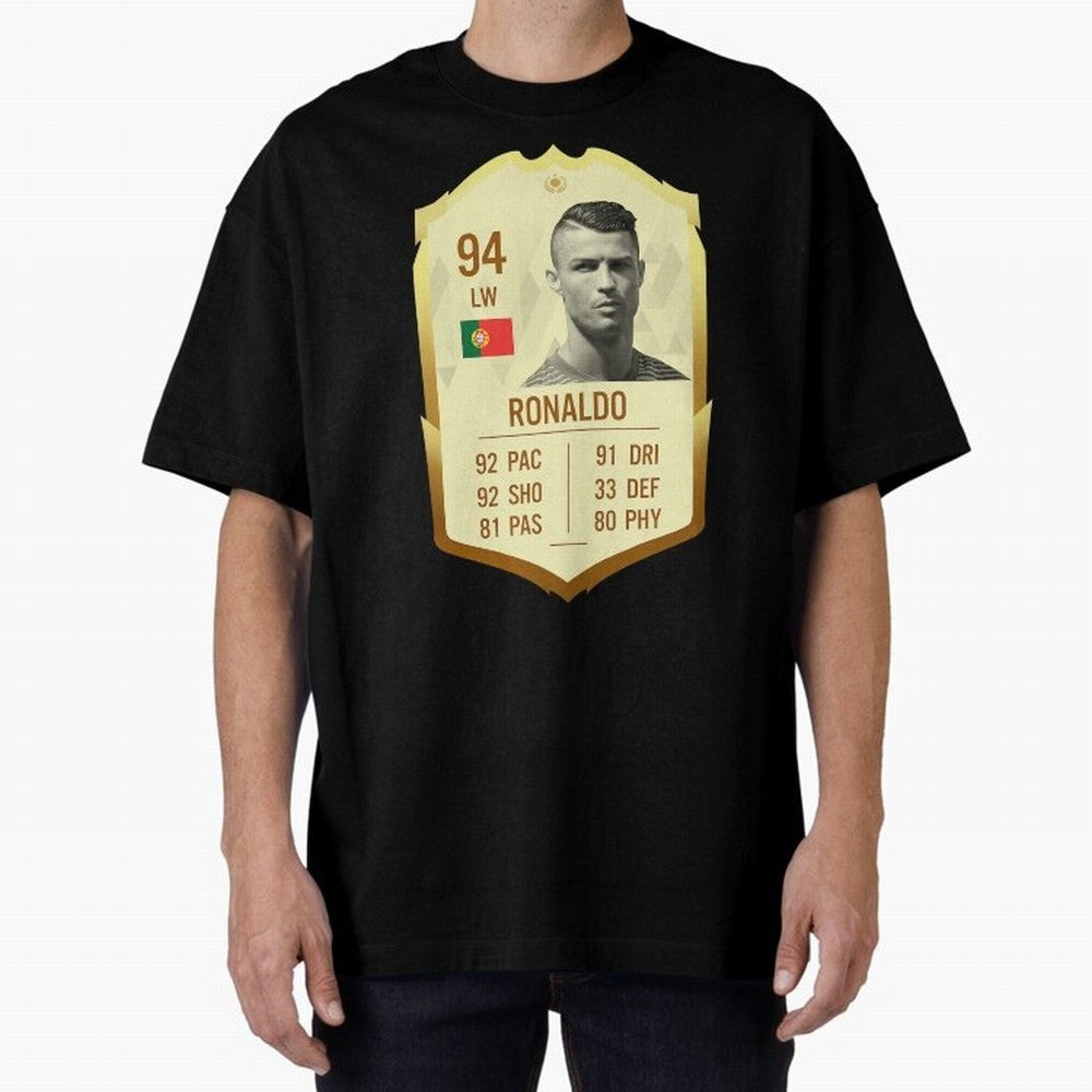 Cristiano Ronaldo Ultimate Card Oversized T-Shirt Show Your Stadium Side during Global Football Passion for FIFA World Cup 2026 Group Stage, Centered on Neymar, Haaland and Cristiano Ronaldo, Netherlands, Supporter Pride, Iconic Celebrations,