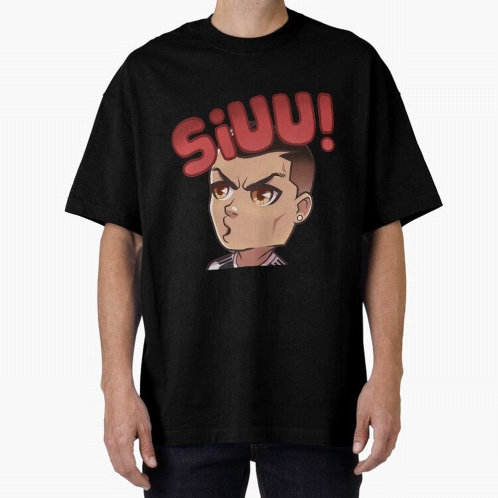 Cristiano Ronaldo Siuuu Oversized T-Shirt Bring FIFA World Cup 2026 Capturing Messi, CR7 and Mbappe, England Energy, Vintage Soccer Flavor, Modern Football Stars, National Flags and Final Night Emotion; Great for Supporters Who Love Legendary