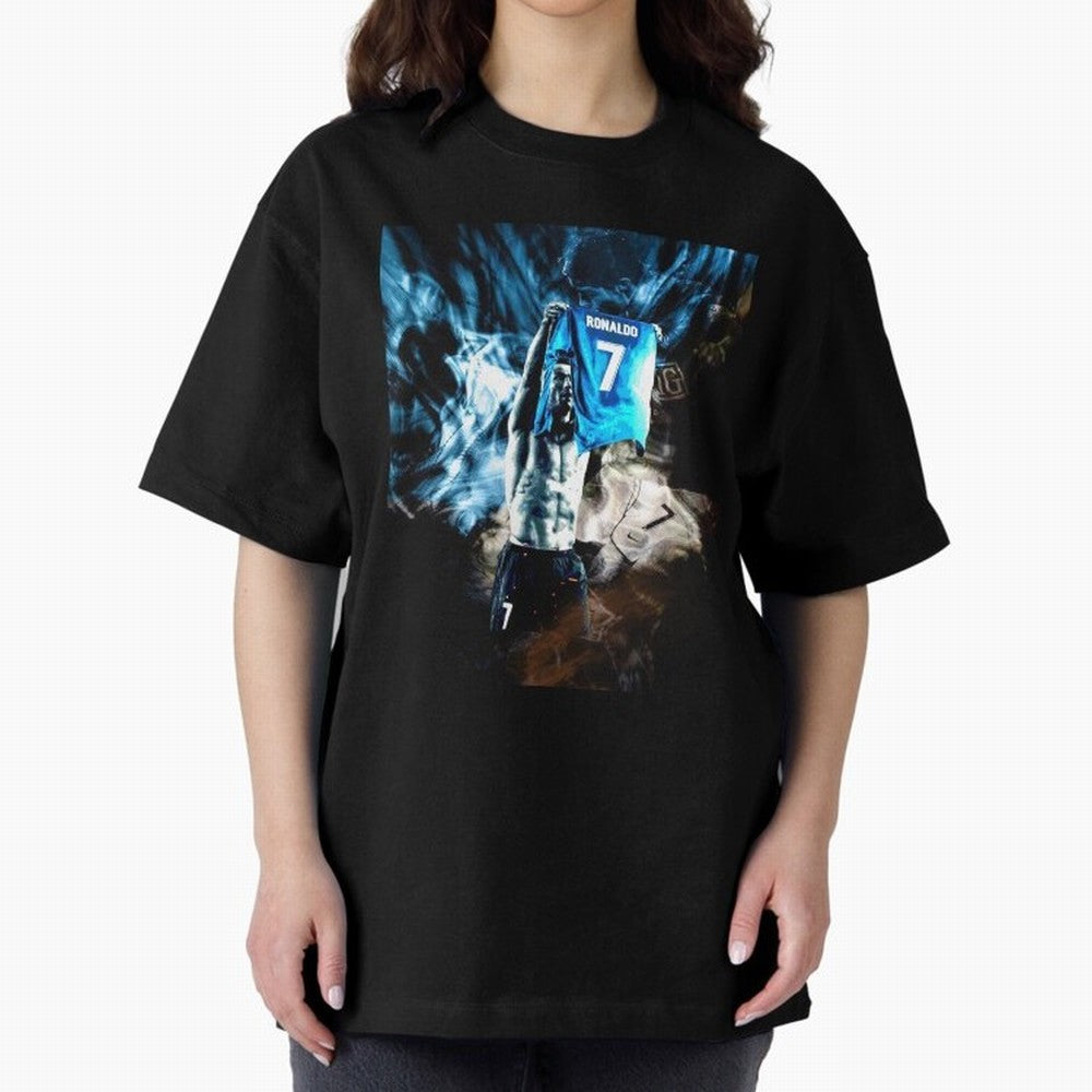 Cristiano Ronaldo Graphic Oversized T-Shirt Follow FIFA World Cup 2026 Group Stage with Mbappe and Neymar, France Energy, Stadium Memories, Football Loyalty, International Chants and Championship Tradition; Perfect for People Who Love Argentina,