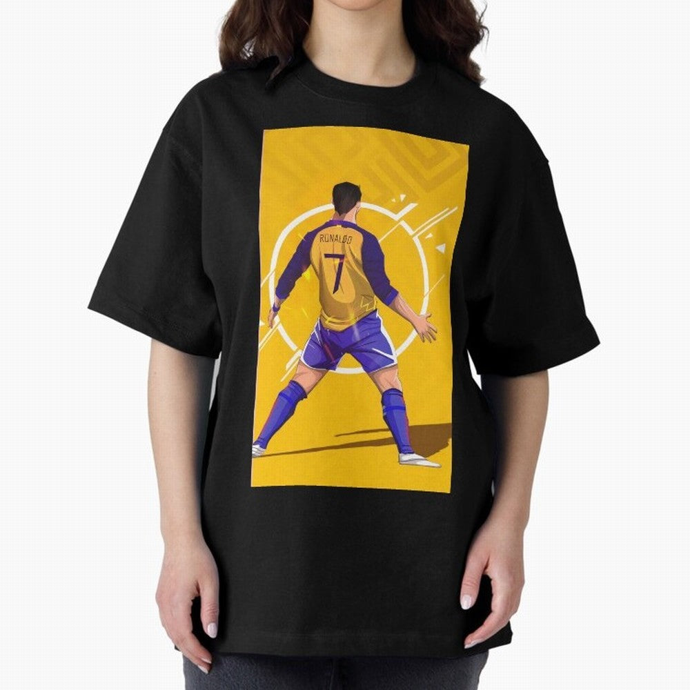 Cristiano Ronaldo Oversized T-Shirt Stand Out with Spirit from Match Day Hype around FIFA World Cup 2026 Group Stage, Messi, CR7 and Mbappe, England, Match Day Excitement, Supporter Culture, Golden Goals and Global Football Passion; Perfect for