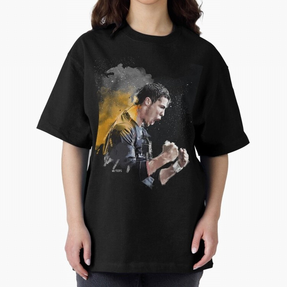 CRISTIANO RONALDO PAINTING Oversized T-Shirt Make Game Day About Global Football Passion for FIFA World Cup 2026, Centered on Messi, CR7 and Mbappe, Argentina, France and Brazil, Championship Spirit, Famous Goals, Roaring Crowds and International