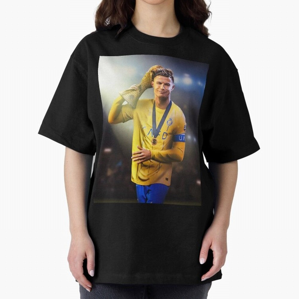 Cristiano Ronaldo Oversized T-Shirt Celebrate Global Passion for FIFA World Cup 2026 Centered on Messi and Cristiano Ronaldo, Spain Energy, Worldwide Fan Energy, Dramatic Goals, Stadium Lights and Championship Celebrations; Ideal for Fans Who