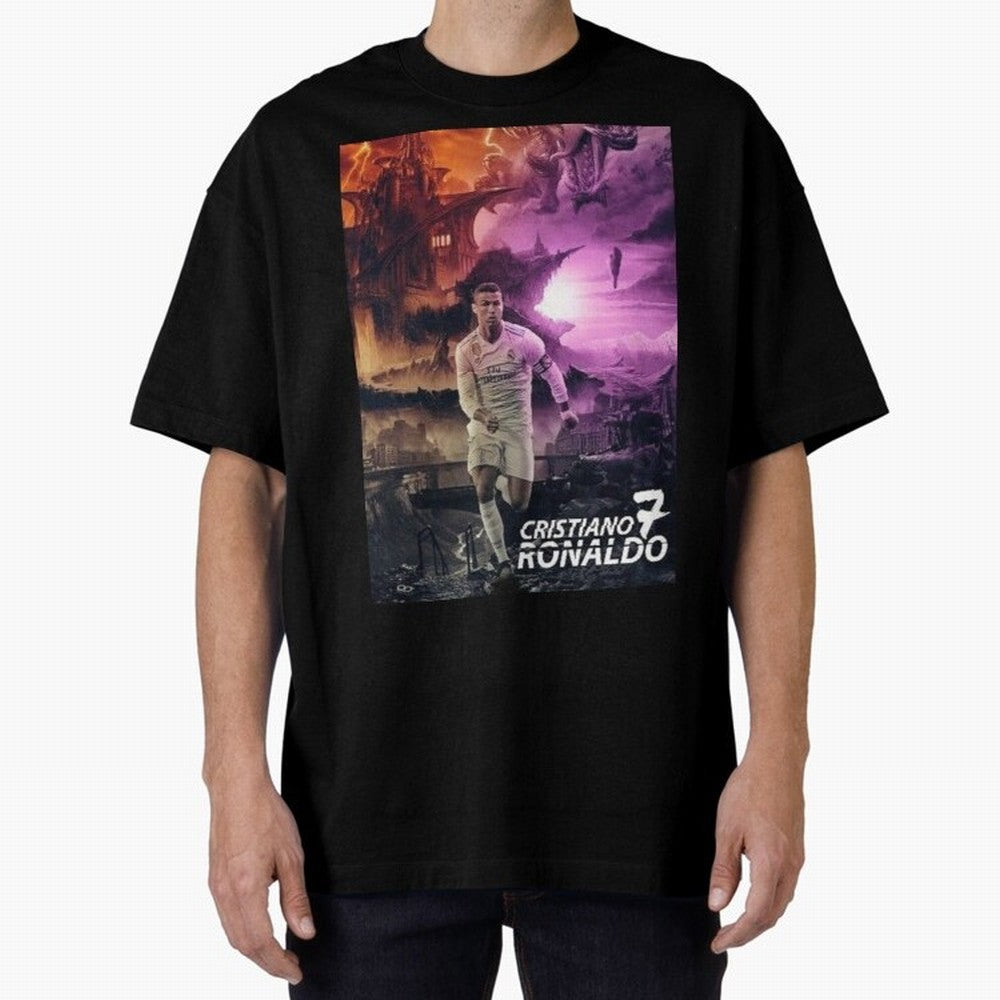 Cristiano Ronaldo | CR7 Design Oversized T-Shirt Celebrate Rivalries and Pride in FIFA World Cup 2026 Spirit, Inspired by England and Germany, Messi, CR7 and Mbappe, Champion Mindset, Group Stage Buzz, Knockout Tension and Passionate Fan Culture;