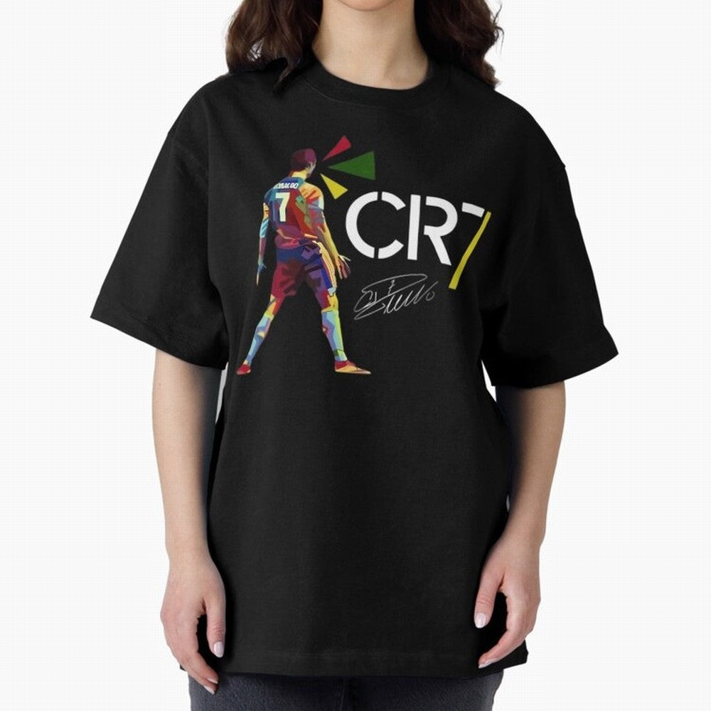 Cr7 Cristiano Ronaldo Signature Oversized T-Shirt Celebrate Supporters United by the FIFA World Cup 2026 Group Stage Journey through Haaland and Mbappe Highlights, Spain Pride, Soccer Culture, Superstar Moments, National Team Dreams and Competitive