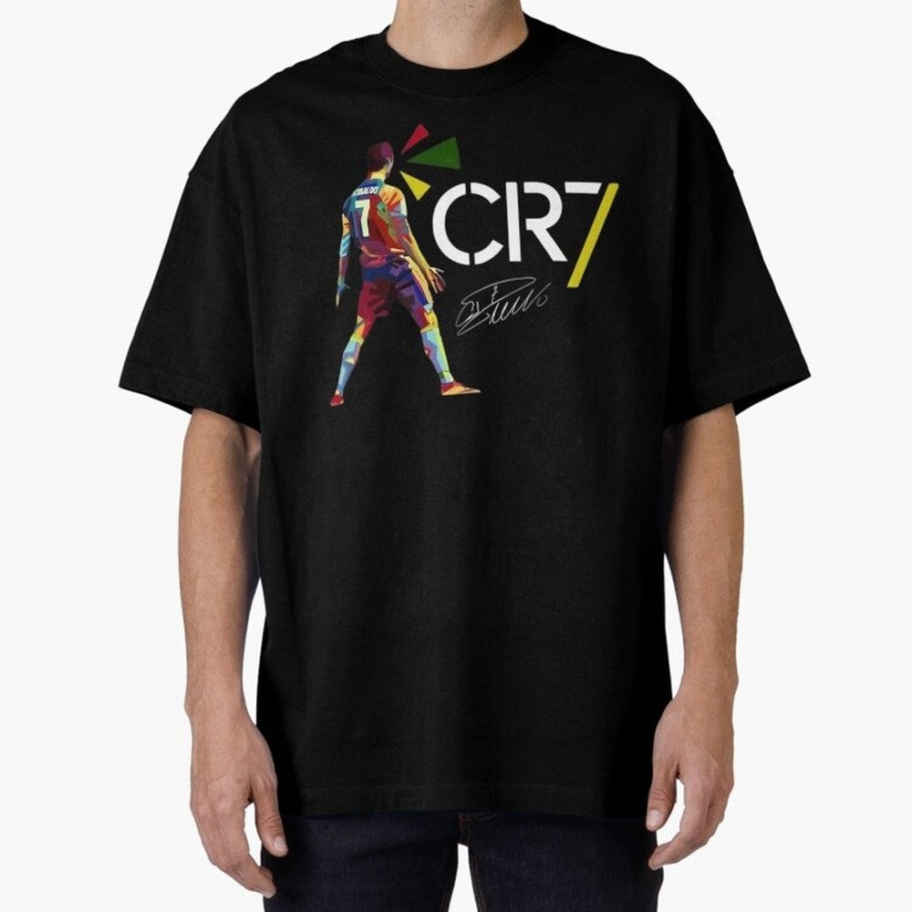 Cr7 Cristiano Ronaldo Signature Oversized T-Shirt Celebrate Supporters United by the FIFA World Cup 2026 Group Stage Journey through Haaland and Mbappe Highlights, Spain Pride, Soccer Culture, Superstar Moments, National Team Dreams and Competitive