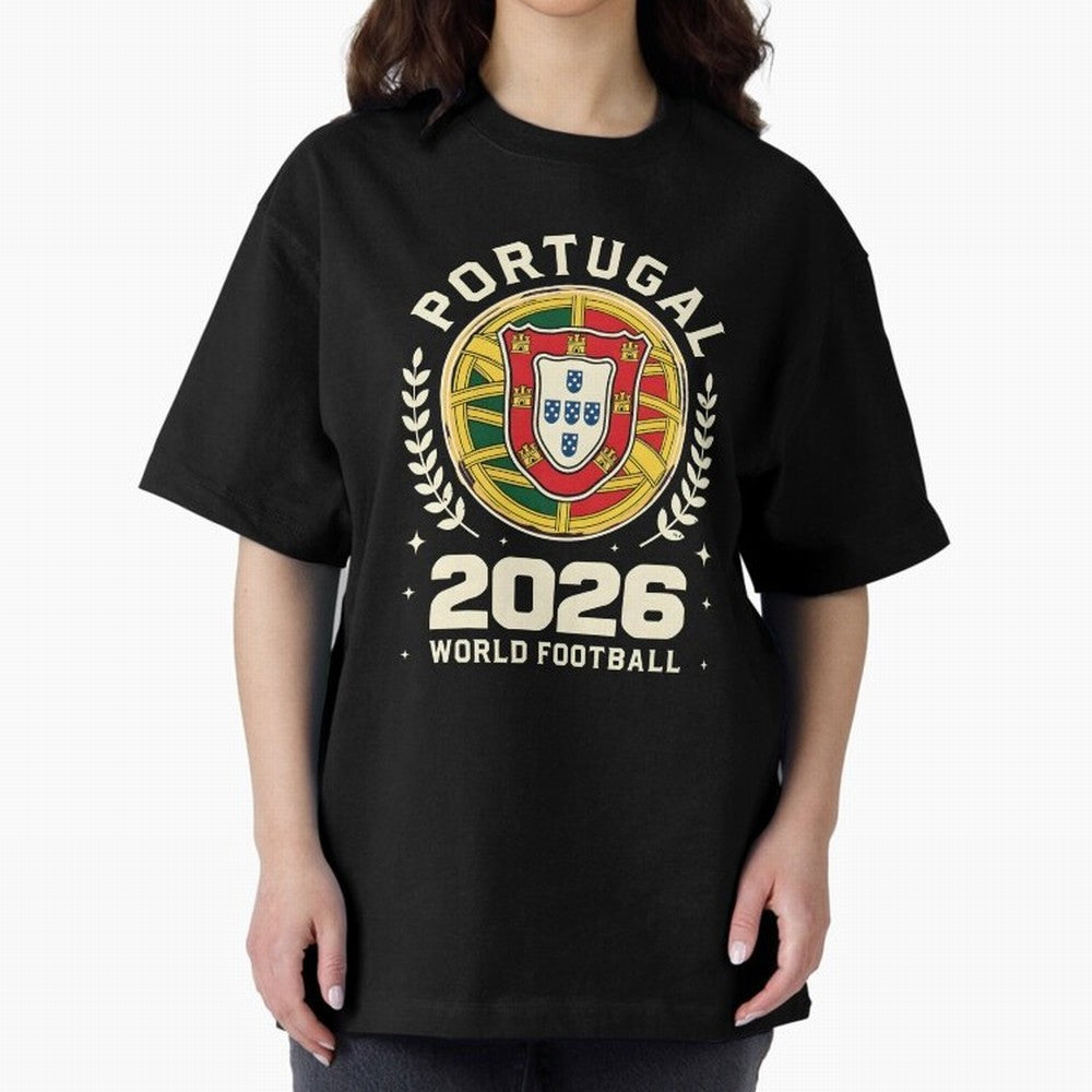 Portugal 2026 World Football Oversized T-Shirt Celebrate Fan Culture around Match Day Hype around FIFA World Cup 2026, Neymar, Argentina and Brazil, Worldwide Fan Energy, Dramatic Goals, Stadium Lights and Championship Celebrations; Great for