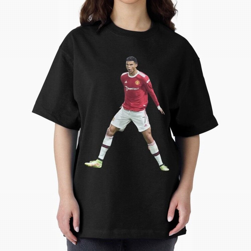 Ronaldo in Flight Oversized T-Shirt Relive the Noise and Pride of FIFA World Cup 2026 USA Canada Mexico for Fans of Cristiano Ronaldo and Spain, Bringing Championship Spirit, Famous Goals, Roaring Crowds and International Football Unity; Made for