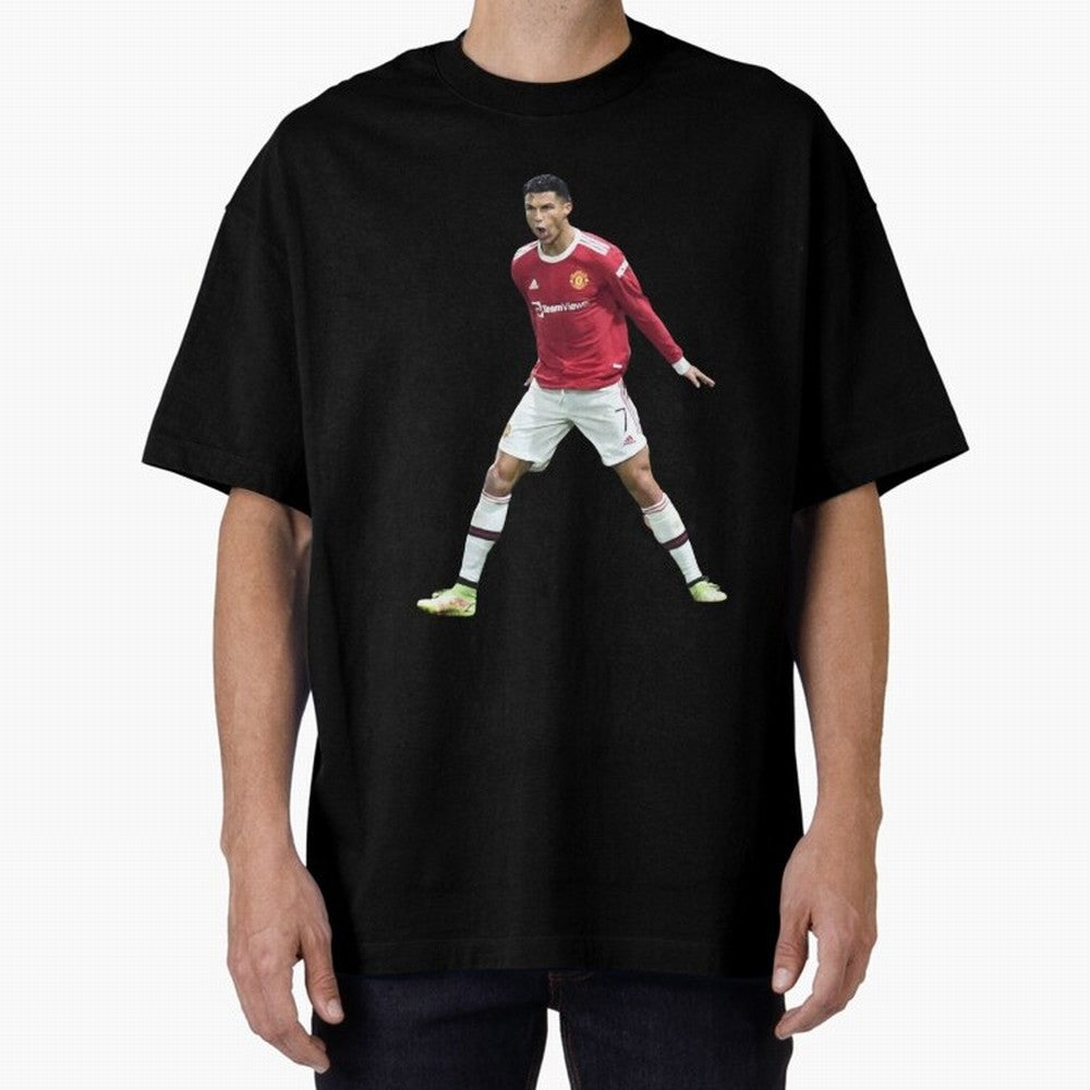 Ronaldo in Flight Oversized T-Shirt Relive the Noise and Pride of FIFA World Cup 2026 USA Canada Mexico for Fans of Cristiano Ronaldo and Spain, Bringing Championship Spirit, Famous Goals, Roaring Crowds and International Football Unity; Made for
