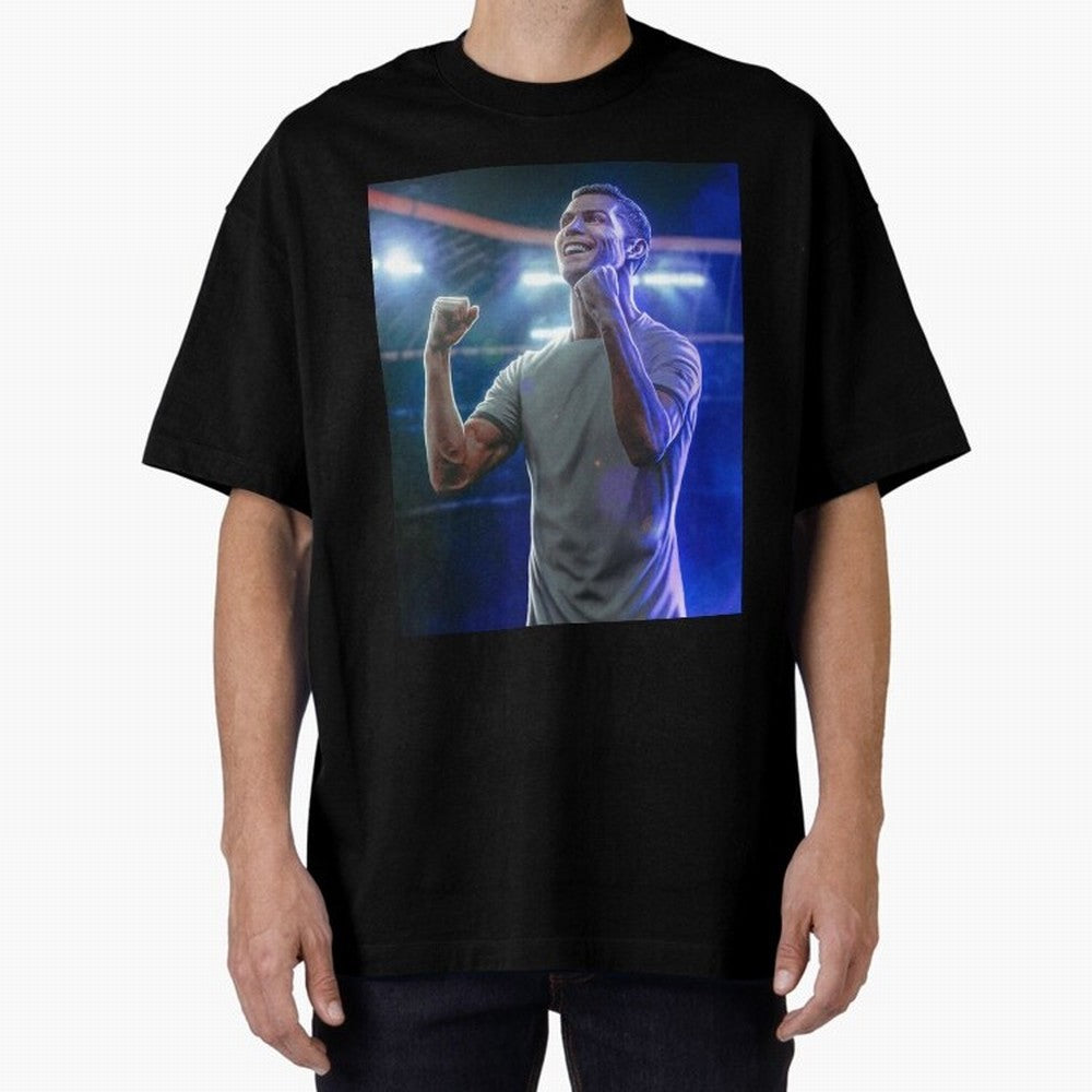 Cristiano Ronaldo Oversized T-Shirt Show Up for the Glory of Global Football Passion for FIFA World Cup 2026, Highlighting CR7 and Messi, Netherlands, Vintage Soccer Flavor, Modern Football Stars, National Flags and Final Night Emotion; Built for