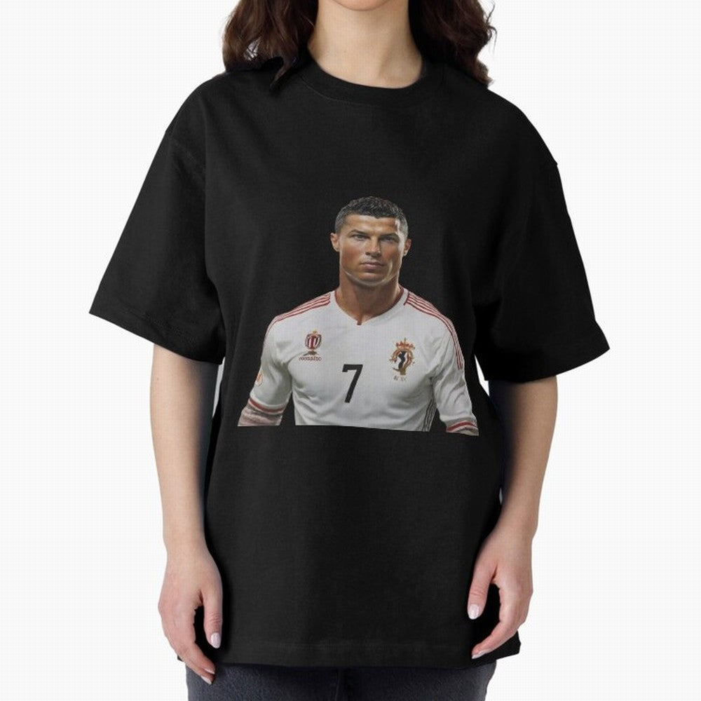 Sticker Ronaldo 2024 Oversized T-Shirt Honor Global Football Passion for FIFA World Cup 2026 Group Stage, Driven by Messi, Neymar and Mbappe, France and Portugal, Football Festival Excitement, Trophy Ambitions, Country Rivalries and Star Player