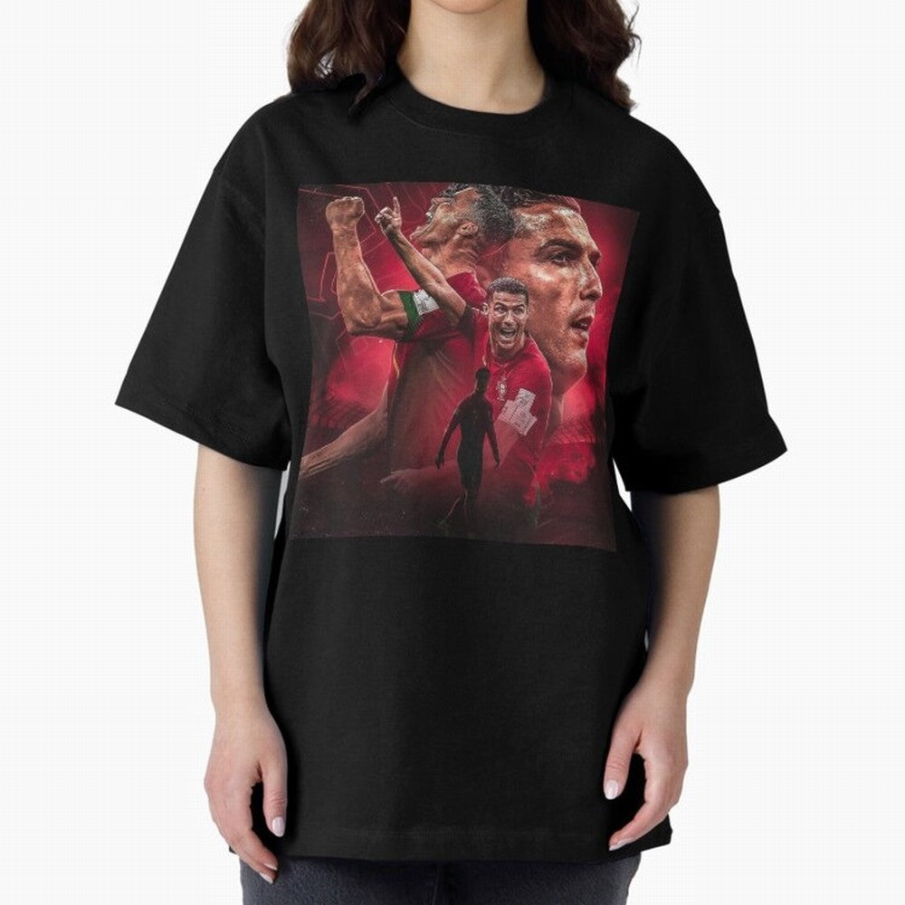 Cristiano Ronaldo - CR 7 Celebration Oversized T-Shirt Bring Legendary Rivalry Energy to FIFA World Cup 2026 for Fans of Messi and France and Portugal, Bringing Global Supporter Spirit, Legendary Goals, National Colors and Tournament Celebration;