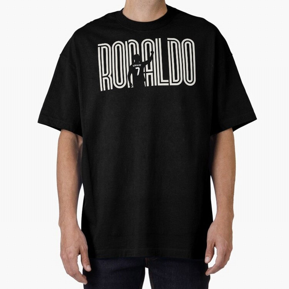Fan Art - Cristiano Ronaldo (CR7) - Black Edition Oversized T-Shirt Support Your Favorite Stars during FIFA World Cup 2026 USA Canada Mexico for Fans of Neymar and Portugal, Spain and Germany, Bringing Soccer Culture, Superstar Moments, National