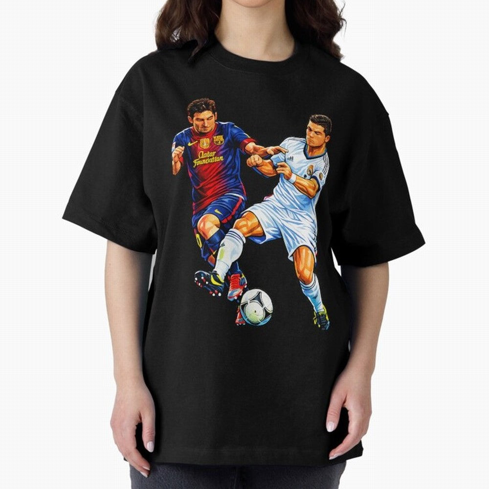 2 GOATS Oversized T-Shirt Back the Journey through FIFA World Cup 2026 USA Canada Mexico Built around Mbappe and Neymar, Brazil, Portugal and Argentina Energy, Champion Mindset, Group Stage Buzz, Knockout Tension and Passionate Fan Culture; Perfect