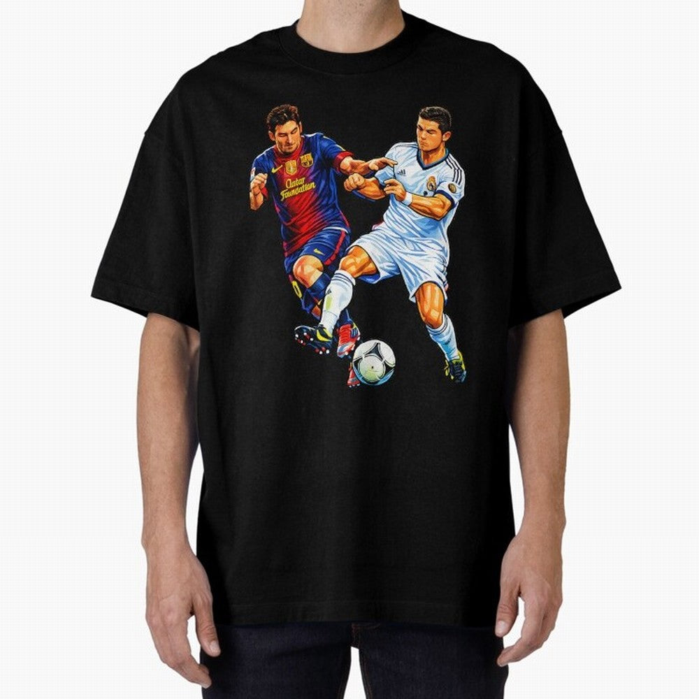 2 GOATS Oversized T-Shirt Back the Journey through FIFA World Cup 2026 USA Canada Mexico Built around Mbappe and Neymar, Brazil, Portugal and Argentina Energy, Champion Mindset, Group Stage Buzz, Knockout Tension and Passionate Fan Culture; Perfect