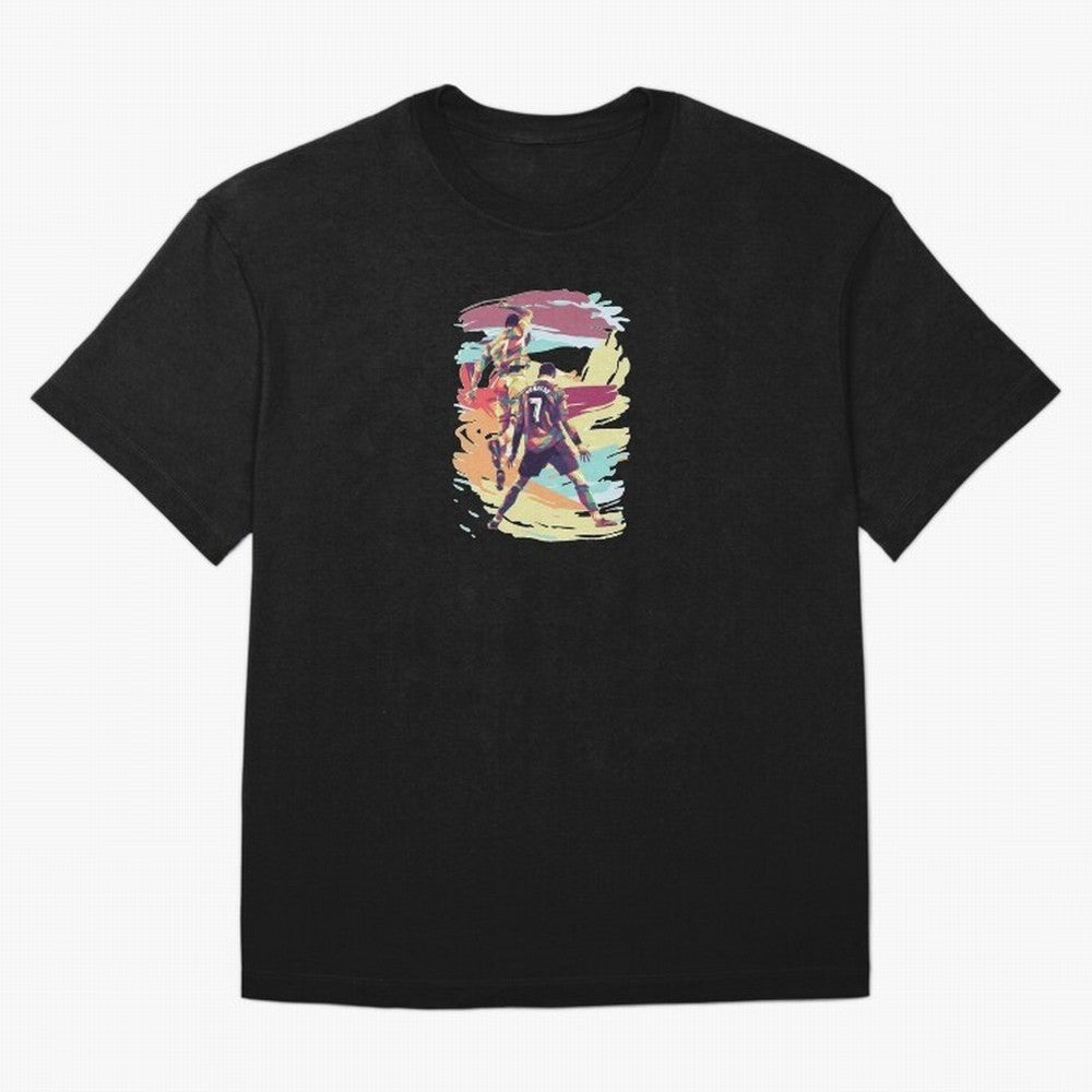 Illustration Cristiano Ronaldo CR7 Oversized T-Shirt Capture FIFA World Cup 2026 USA Canada Mexico for Fans of Neymar, Haaland and Cristiano Ronaldo and France, Bringing Championship Spirit, Famous Goals, Roaring Crowds and International Football