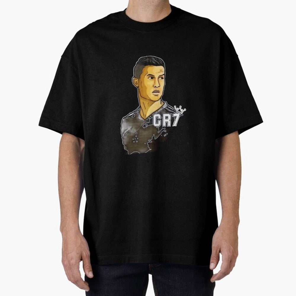 Cristiano Ronaldo digital art Oversized T-Shirt Support Iconic Players in Match Day Hype around FIFA World Cup 2026 Group Stage, Haaland and Mbappe, Argentina and Brazil, Stadium Memories, Football Loyalty, International Chants and Championship