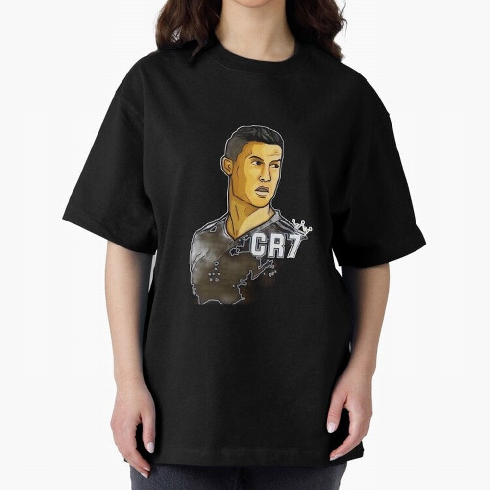 Cristiano Ronaldo digital art Oversized T-Shirt Support Iconic Players in Match Day Hype around FIFA World Cup 2026 Group Stage, Haaland and Mbappe, Argentina and Brazil, Stadium Memories, Football Loyalty, International Chants and Championship