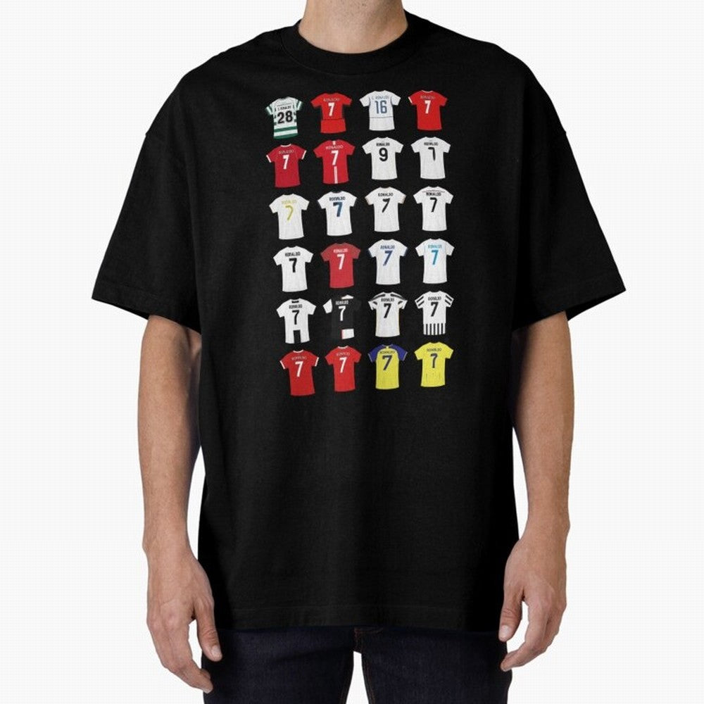 Cristiano Ronaldo Football Oversized T-Shirt Bring Trophy Dreams to Global Football Passion for FIFA World Cup 2026 Group Stage, Connected to Cristiano Ronaldo, Haaland and CR7, England, France and Netherlands, Stadium Memories, Football Loyalty,