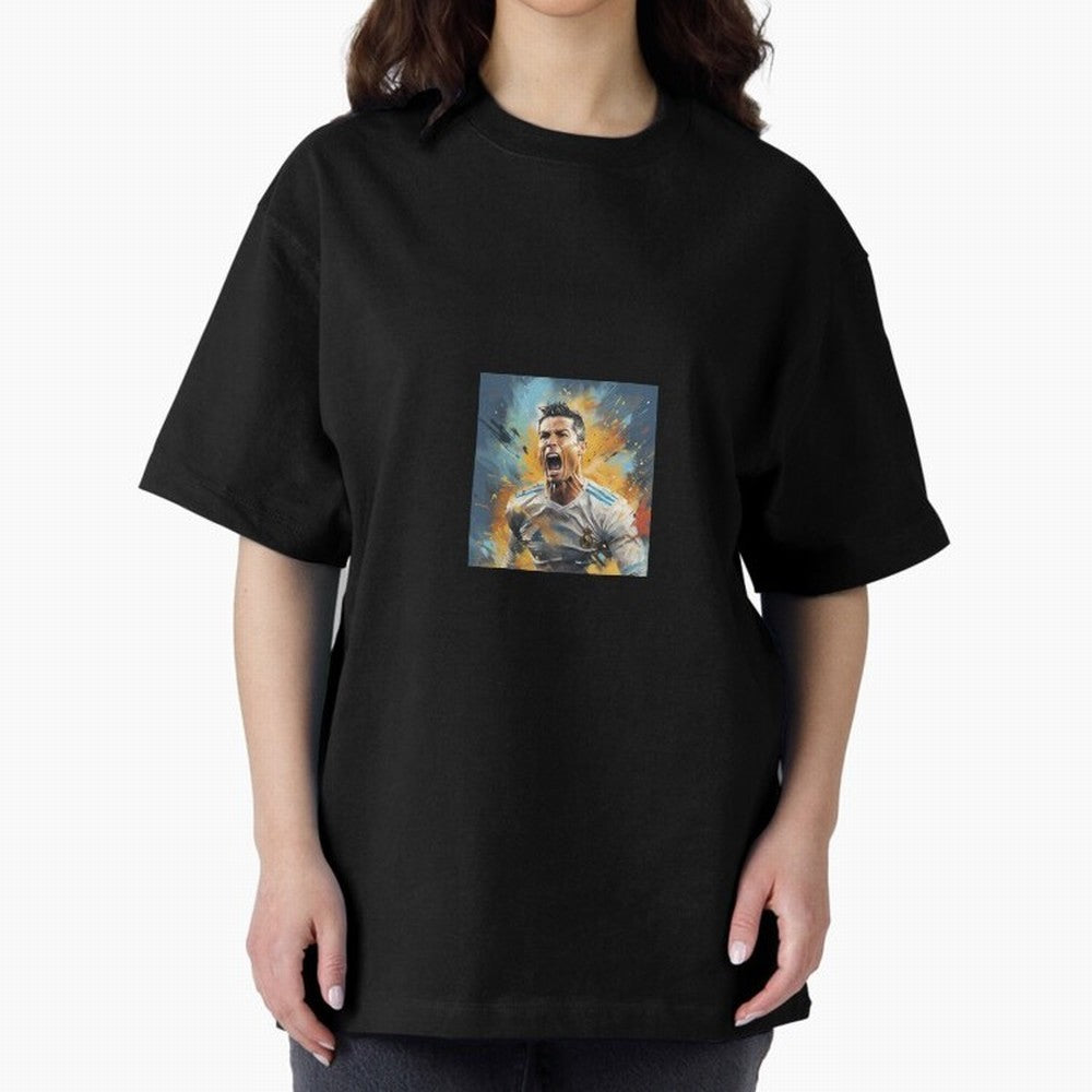 Cristiano Ronaldo Oversized T-Shirt Celebrate Fan Favorites in FIFA World Cup 2026 for Fans of Messi, CR7 and Mbappe and Spain, Bringing Championship Spirit, Famous Goals, Roaring Crowds and International Football Unity; Built for Supporters