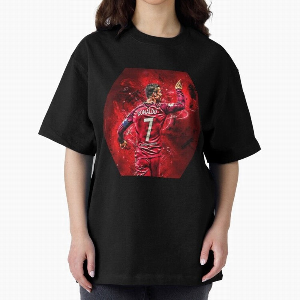 CR7 Art Oversized T-Shirt Celebrate National Team Dreams in FIFA World Cup 2026 Group Stage with Messi, Brazil, Portugal and Argentina Energy, Goal Celebration Energy, Supporter Heritage, Football Icons and Worldwide Tournament Joy; Perfect for