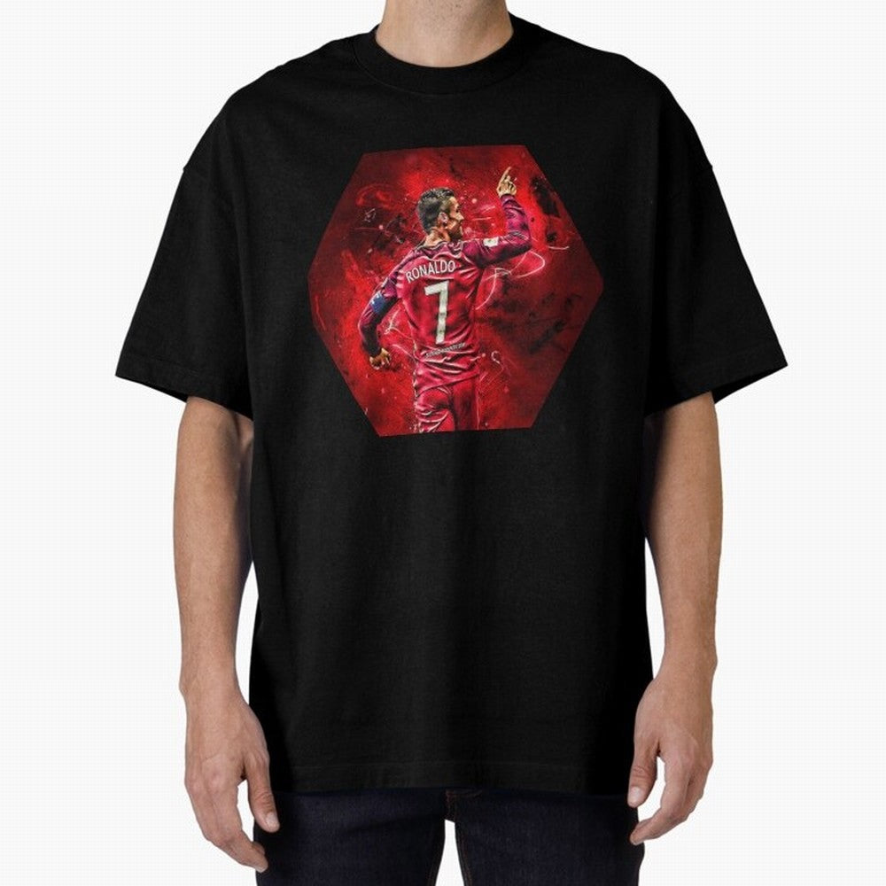 CR7 Art Oversized T-Shirt Celebrate National Team Dreams in FIFA World Cup 2026 Group Stage with Messi, Brazil, Portugal and Argentina Energy, Goal Celebration Energy, Supporter Heritage, Football Icons and Worldwide Tournament Joy; Perfect for