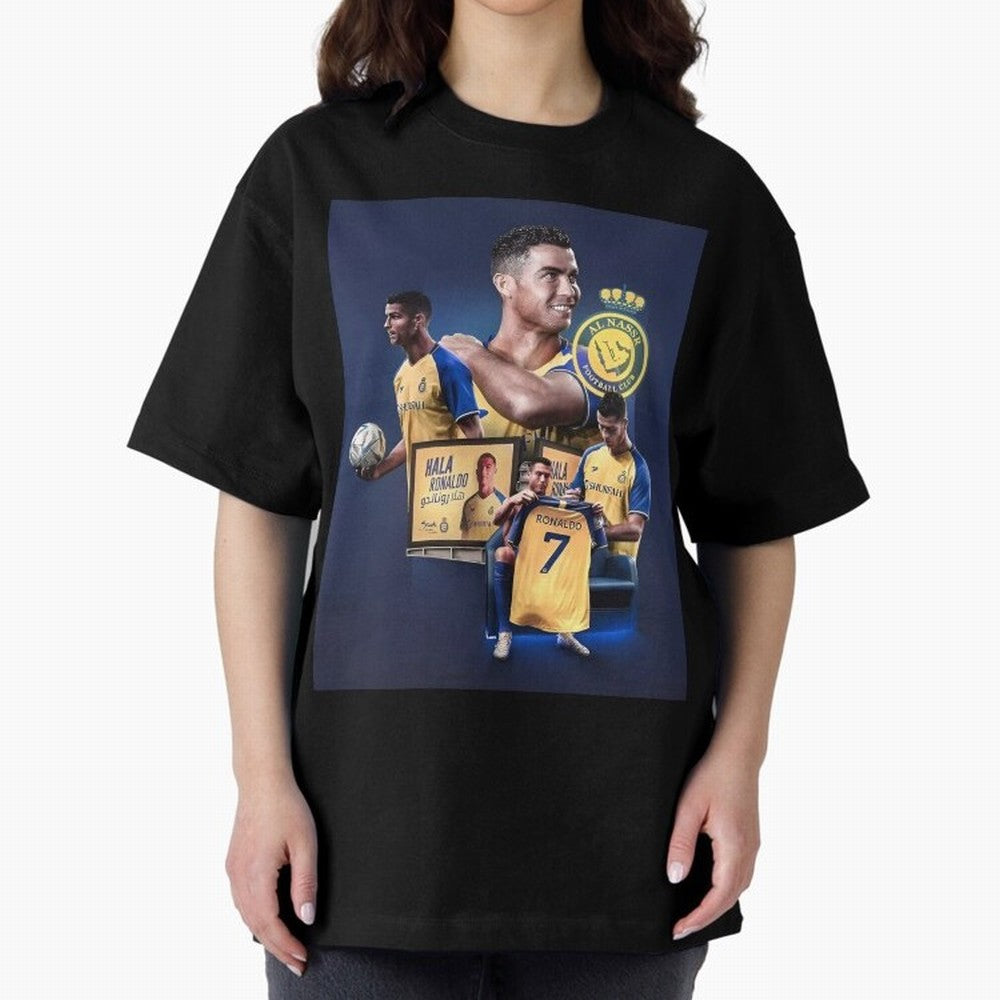 Art Cristiano Ronaldo Wallpaper Oversized T-Shirt Share the Excitement of Global Football Passion for FIFA World Cup 2026, Celebrating Neymar, Spain, Vintage Soccer Flavor, Modern Football Stars, National Flags and Final Night Emotion; Ideal for