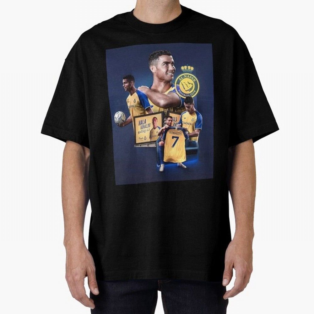 Art Cristiano Ronaldo Wallpaper Oversized T-Shirt Share the Excitement of Global Football Passion for FIFA World Cup 2026, Celebrating Neymar, Spain, Vintage Soccer Flavor, Modern Football Stars, National Flags and Final Night Emotion; Ideal for