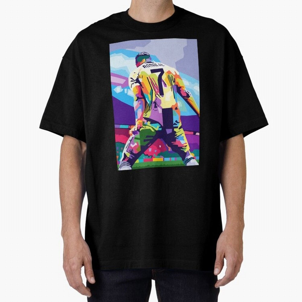 Cristiano Ronaldo Celebration Wpap Pop Art Oversized T-Shirt Support FIFA World Cup 2026 USA Canada Mexico for Fans of Mbappe and Argentina, France and Brazil, Bringing Stadium Memories, Football Loyalty, International Chants and Championship