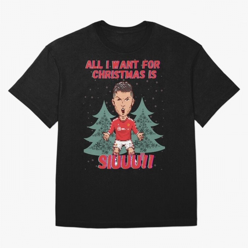 All I Want For Christmas is Siuuu Oversized T-Shirt Turn Up for the FIFA World Cup 2026 USA Canada Mexico Journey through Messi and Cristiano Ronaldo Highlights, France and Portugal Pride, Football Passion, Legendary Performances, Festival Vibes