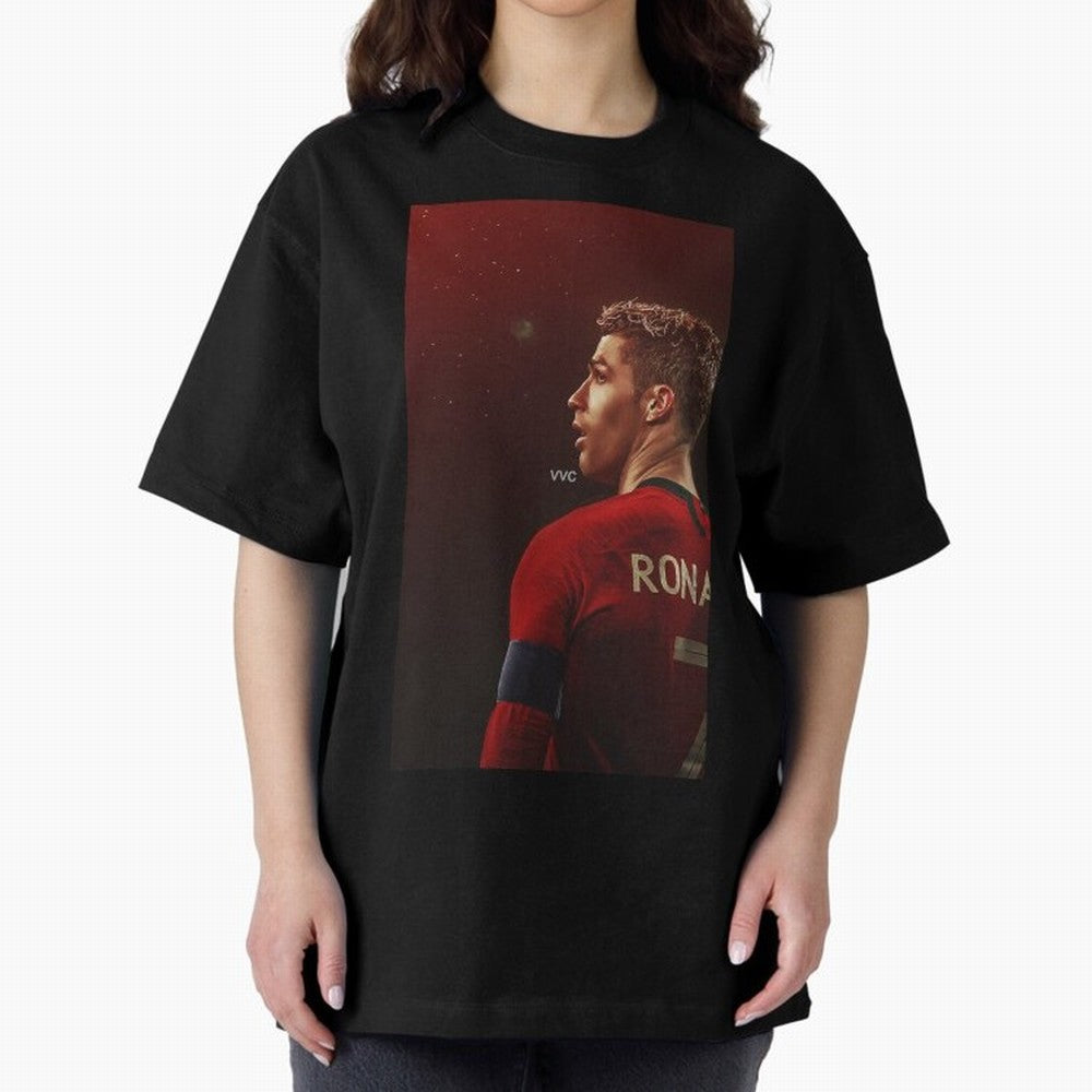 Art Ronaldo Wallpaper Oversized T-Shirt Capture Stadium Memories from FIFA World Cup 2026 USA Canada Mexico for Fans of Mbappe and England and Germany, Bringing Championship Spirit, Famous Goals, Roaring Crowds and International Football Unity;
